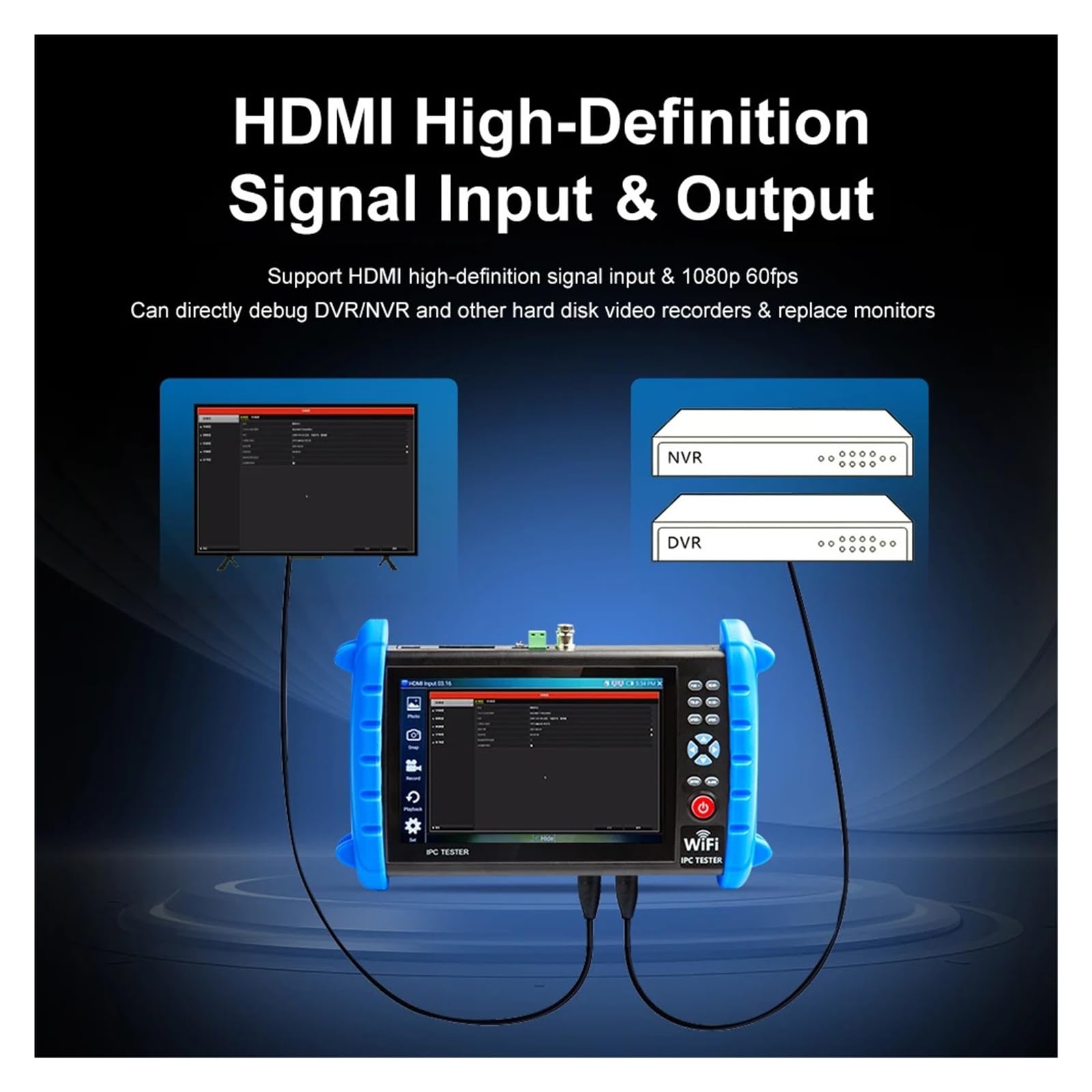 Tester CCTV IPC con touch screen 8MP AHD CVI TVI Ingresso e uscita HDMI Tester for cavi di rete for monitor telecamera PTZ Facile da leggere