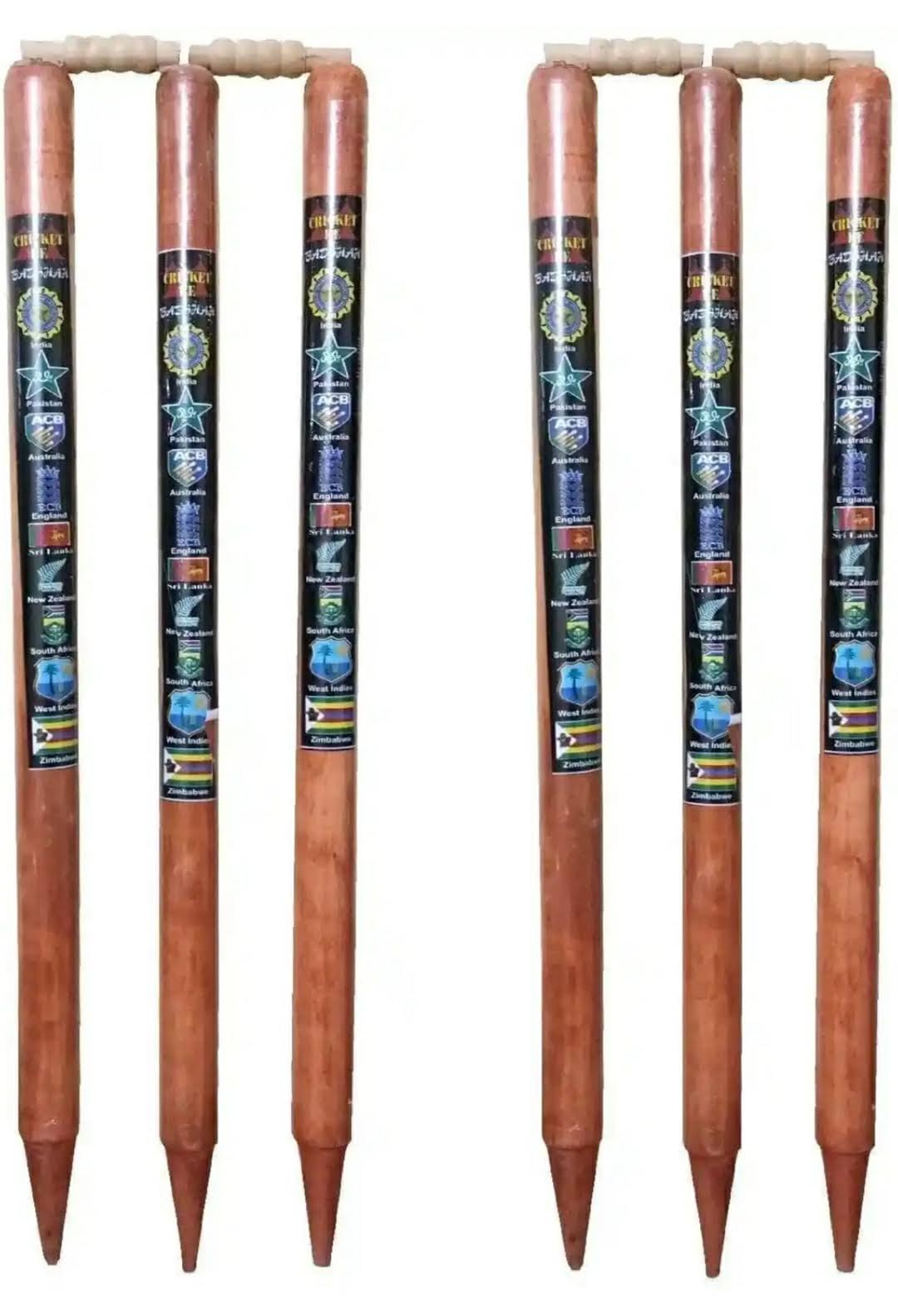 JaHaNa Sports Cricket Stumps Set (6 Wooden Stumps with Bails)