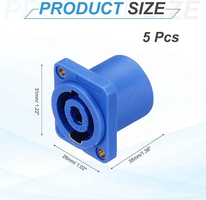 Conector XLR Hembra de Panel, 5 Piezas, NL4, Azul, MECCANIXITY miniatura 2