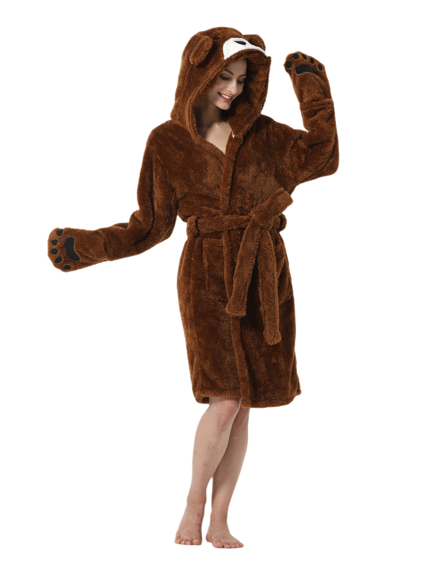 ATOZ Peignoir Doux Femme Animaux de Dessin Animé Flanelle Pyjama Robe Bain
