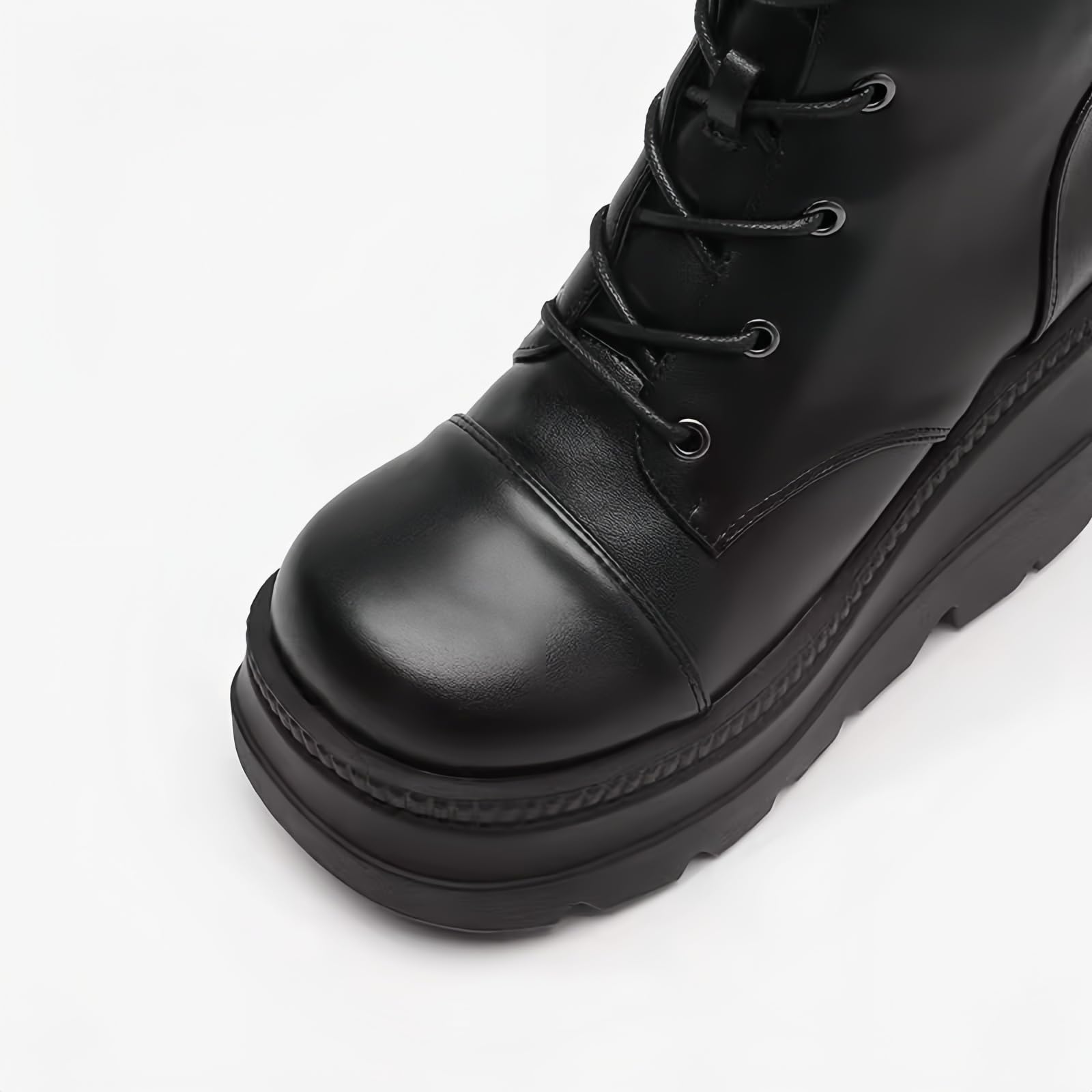 Stivali da Combattimento Donna Platform Punk con Dettagli Metallici Alti al Polpaccio Sopra il Ginocchio Suola a Zeppa Scarpe da Moto per Festival Musicali Halloween e Cosplay