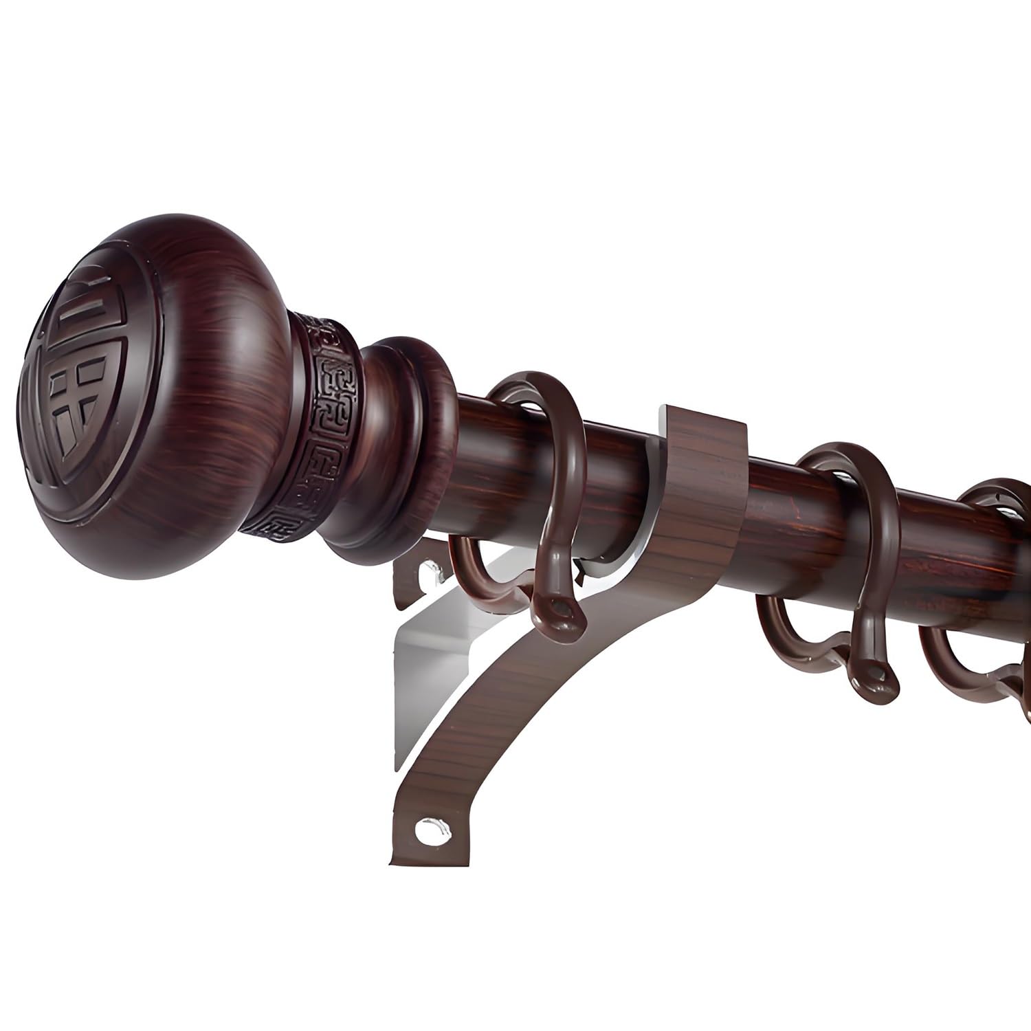 LTSRLL Silent Sliding Curtain Rod Farmhouse Rustic Single Curtain Track Pole Work With Grommet And Pinch Pleated Drapery(Walnut,110cm/3.6ft)