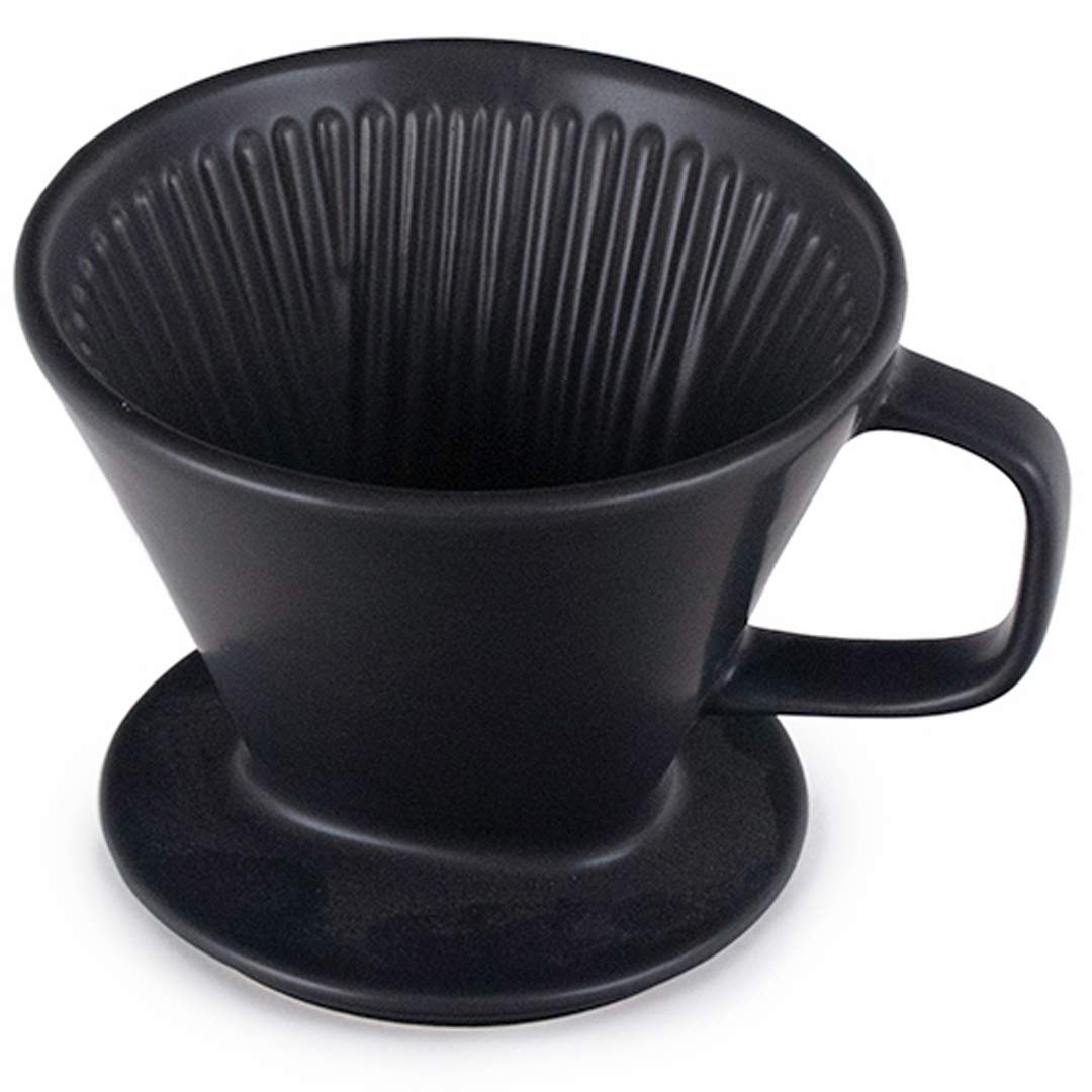 Happy Sales, Pour Over Coffee Dripper, Pour Over Coffee Maker, Ceramic Slow Brewing Accessories for Home, Cafe, Restaurants, Easy Manual Brew Maker (Black)
