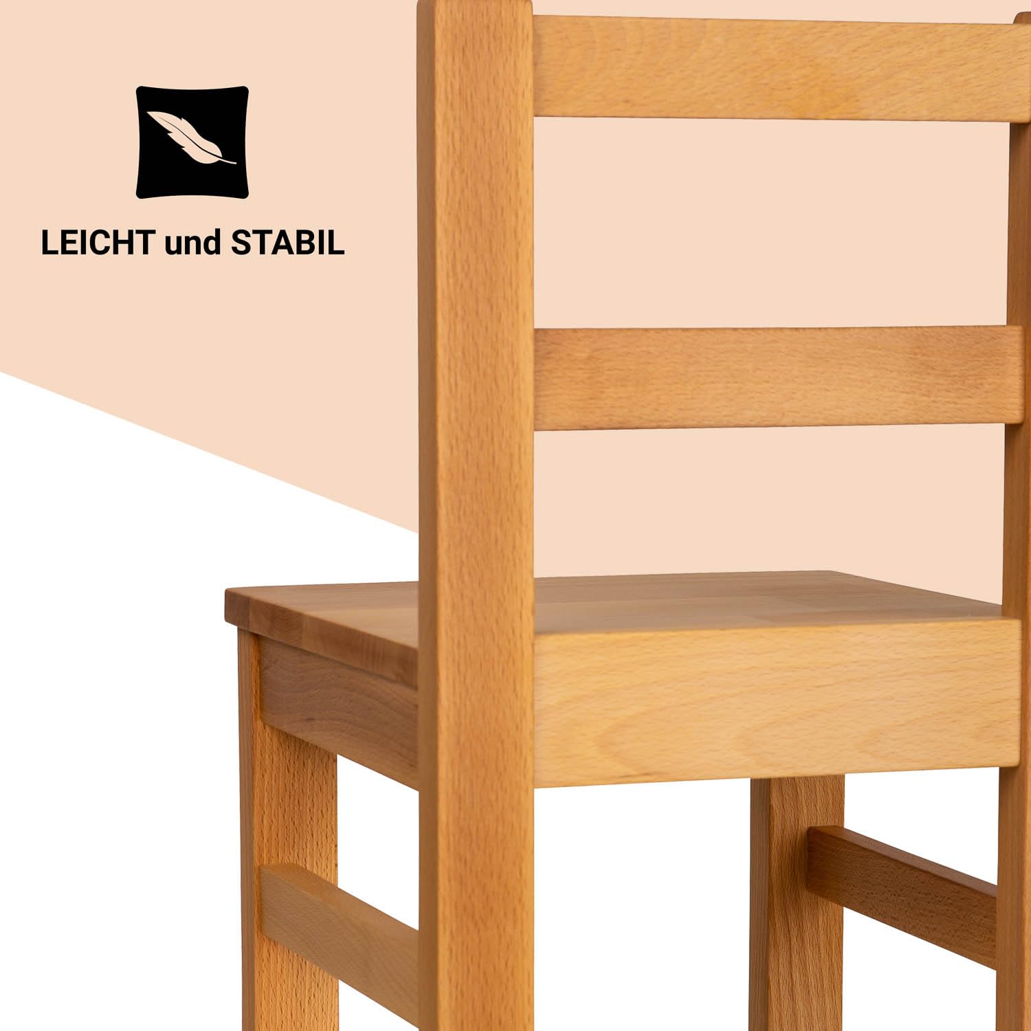 Staboos 2er Set Kinderstuhl aus massivem Buchenholz - Bio geölte Vollholz Stühlchen - Montierter Stuhl für Kinderzimmer - Stuhl für Kinder ohne scharfe Kante - Natur Bio geölt