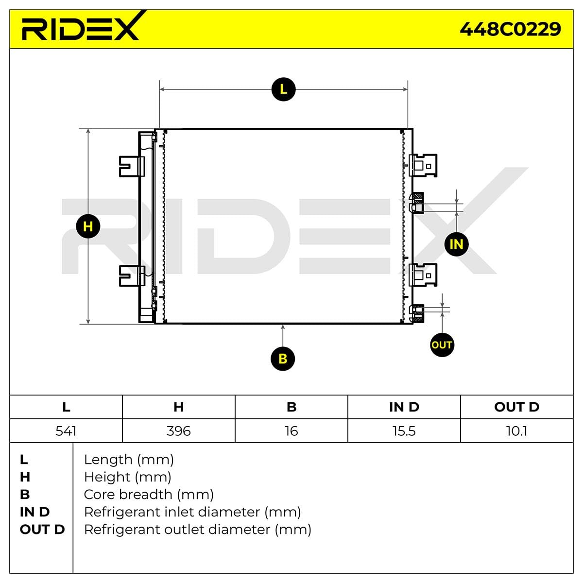 RIDEX 448C0229 Klimakondensator Klimaanlage Auto mit Trockner 884500F110