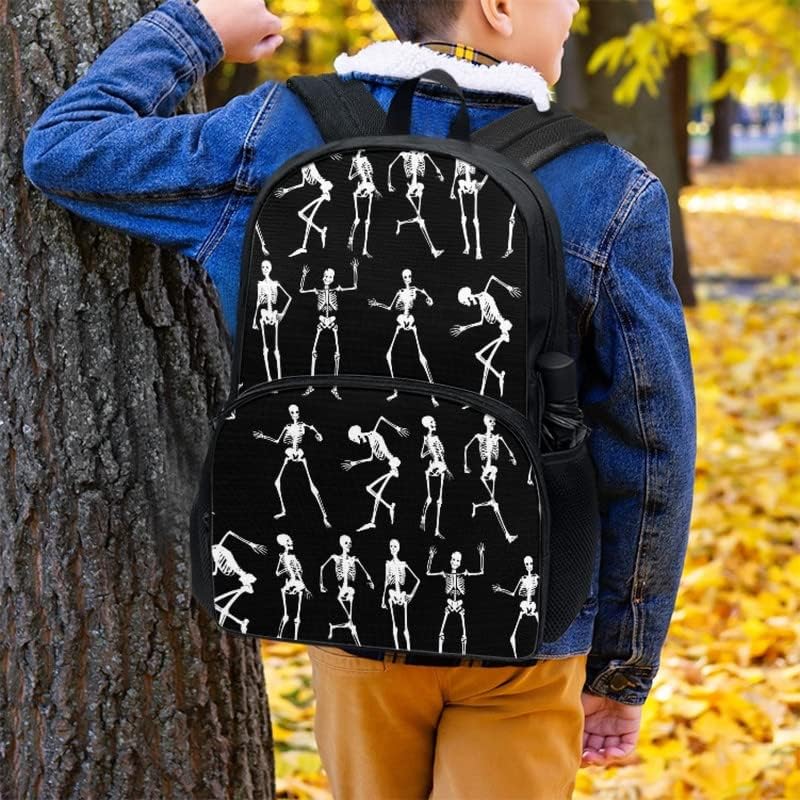 Dancing Skull School Backpack Kids Bookbag Halloween Funny Skeleton Elementary Kindergarten Waterproof Day of Dead Mexico Daypack Supplies for Boys Girls Teens