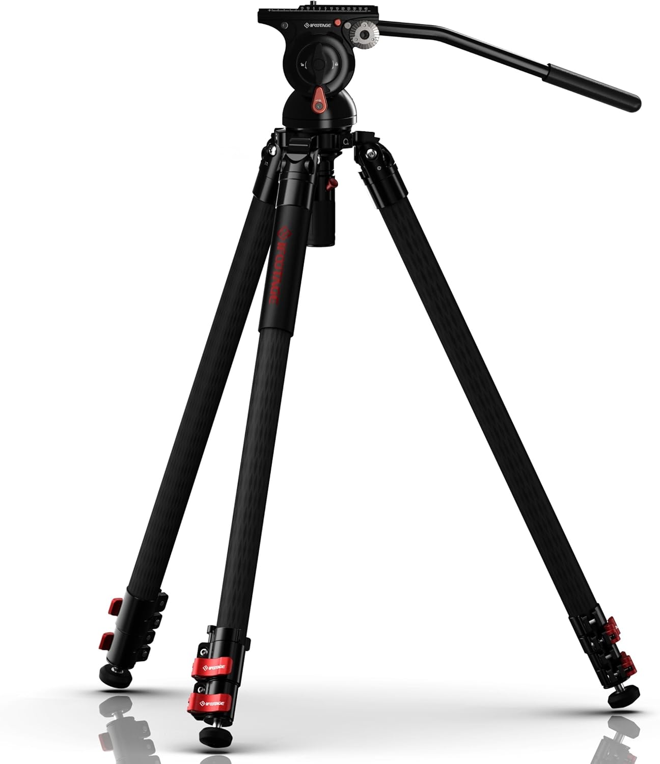 IFOOTAGE Gazelle TC7 Carbon Camera Tripod, Professional Video Tripod 3 Sections with Quick Release Handle,Komodo K5S Video Fluid Head for Professional Photographyand Video Production(Suit