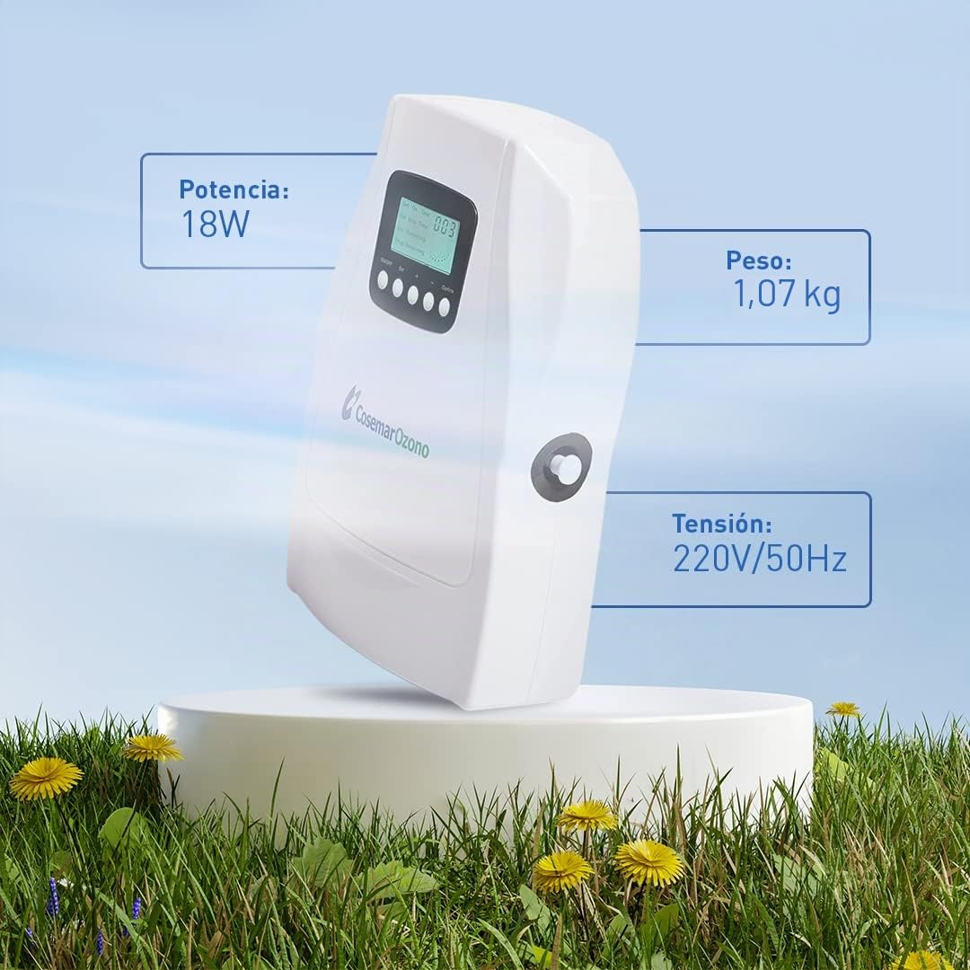 Ozono Hogar - Generador de Ozono Digital Cosemar. 2 en 1 - Desinfección y desodorización de aire y agua - Producción 500 mg/h