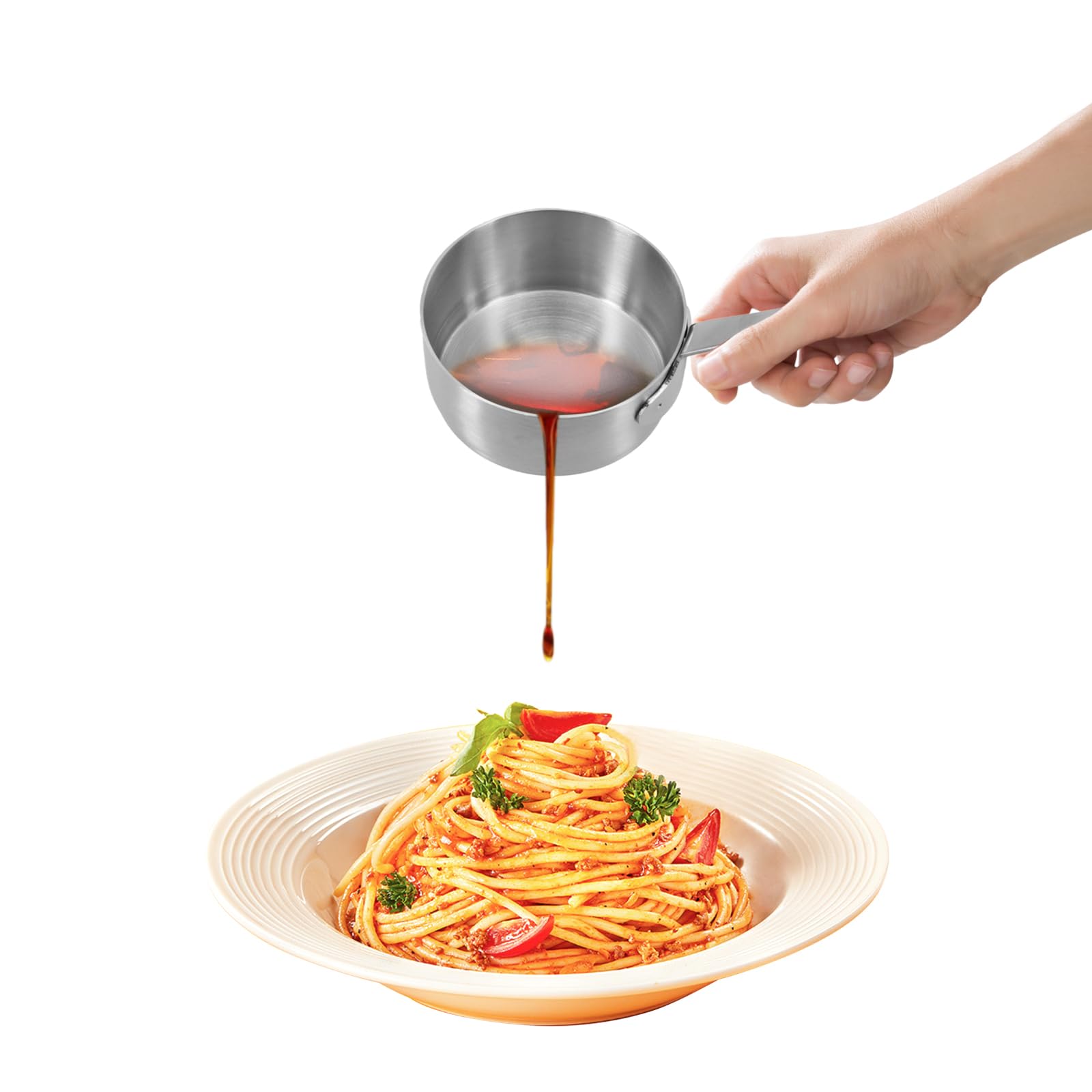 Mini Sauce Pan, Stainless Steel Sauce Pan Chocolate Melting Pot Mini Butter Coffee Milk Warmer Pot for Coffee Tea Soup Warming(Silver?60ML?)