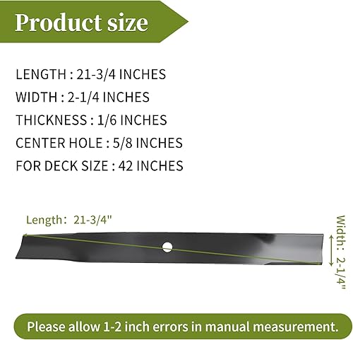 Miniatura 4 de Juego de cuchillas de repuesto para cortacésped de elevación media 110-6568-03 106-2247-03 compatibles con cortacésped de 42 pulgadas, Toro Exmark