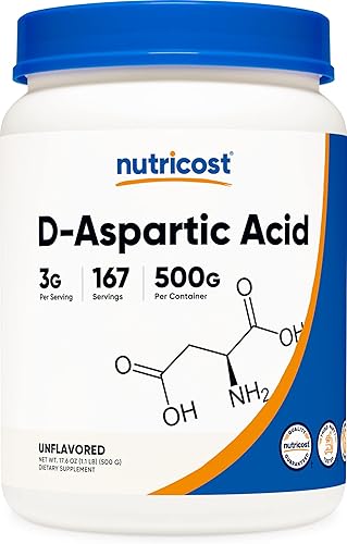 Nutricost Polvo de ácido D-aspártico (DAA) 17.64oz - Suplemento DAA