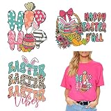 Easter Iron on Patches Bunny Iron on Transfers Flowers Egg Carrots Easter Heat Transfer Sticker Deca