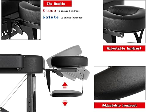 Miniatura 5 de Mesa de masaje profesional portátil de 2 pliegues de espuma elástica de alta calidad, patas de madera con capacidad para hasta 1100 libras, 10