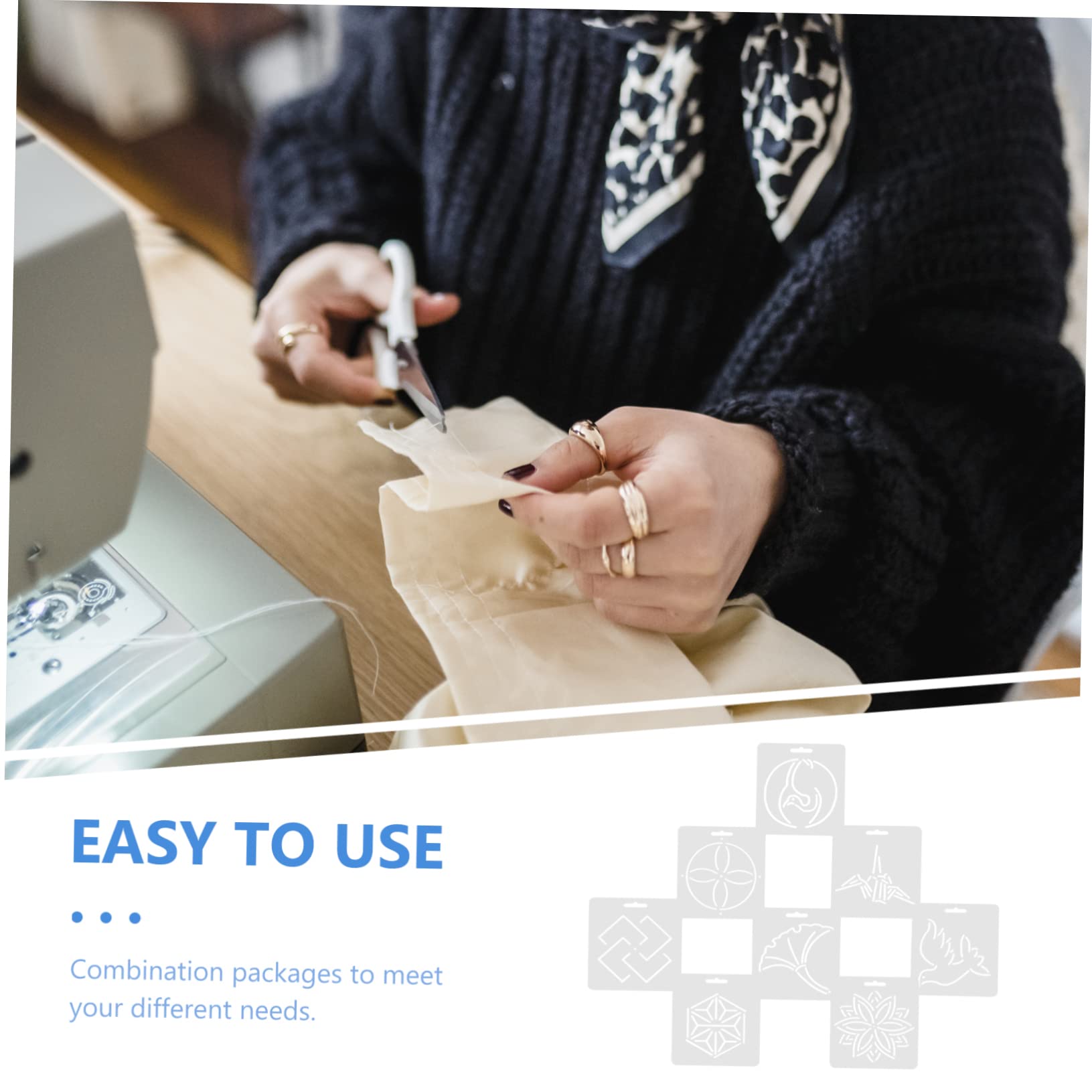 Righello Patchwork in Acrilico 8 Pezzi, Template per Cucito | Set Pratico per Patchwork e Quilt, Lavorazione Semplice, Accessori Portatili per Progetti Fai da Te