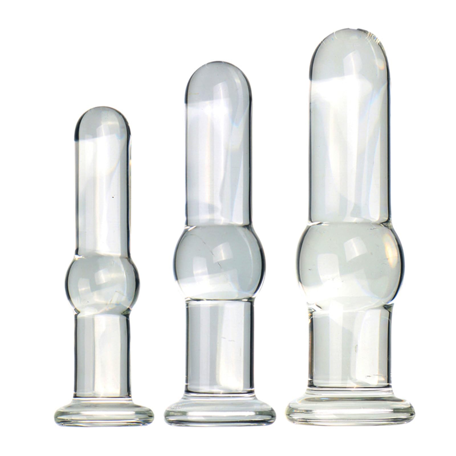 RTNPKLA Transparent Glass Dildo Anal Beads, 3 Sizes Anal Butt Plug Dilator Crystal Large Anal Dildo Anus/Vagina Masturbation Sex Toys for Women Men(M)