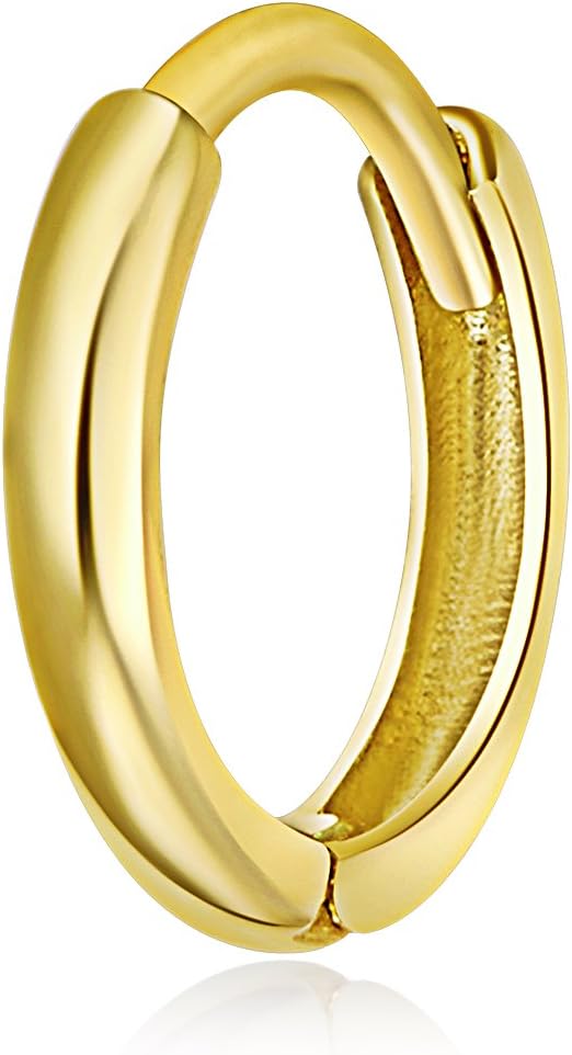 14k REAL Yellow OR White Gold 1.5mm Thickness Huggie Earrings (8 x 8 mm) - Image 7