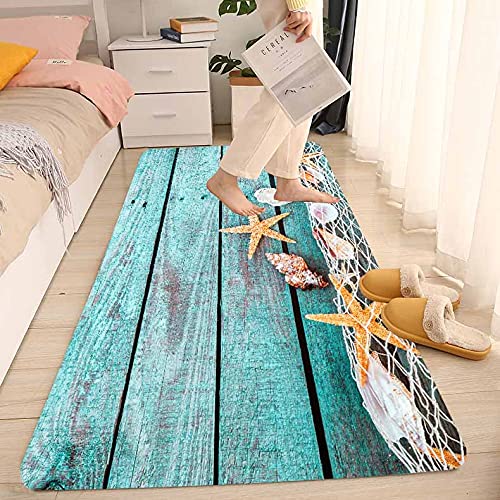 LYFANS Bath Rugs Sponge Foam Absorbent Soft for Bathroom and Kitchen (59x23 inches), Flannel Mat Non Slip Bright 3D Print for Bedside and Living Room(