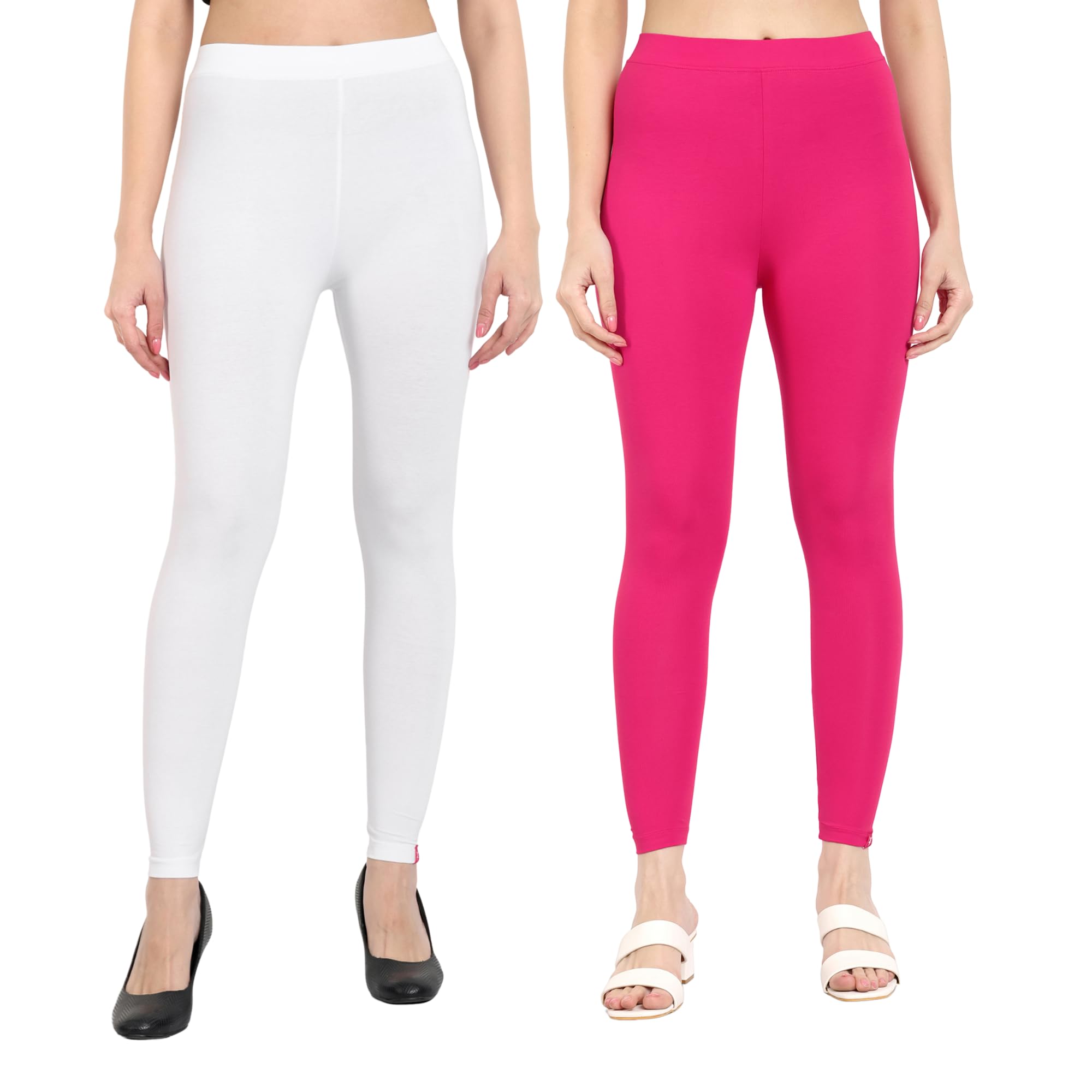 twinstar T2 Ankle Length Stretchable Cotton Blend Leggings for Women | 180 GSM | Mid-Waist Design | Pack of 2-picture-56