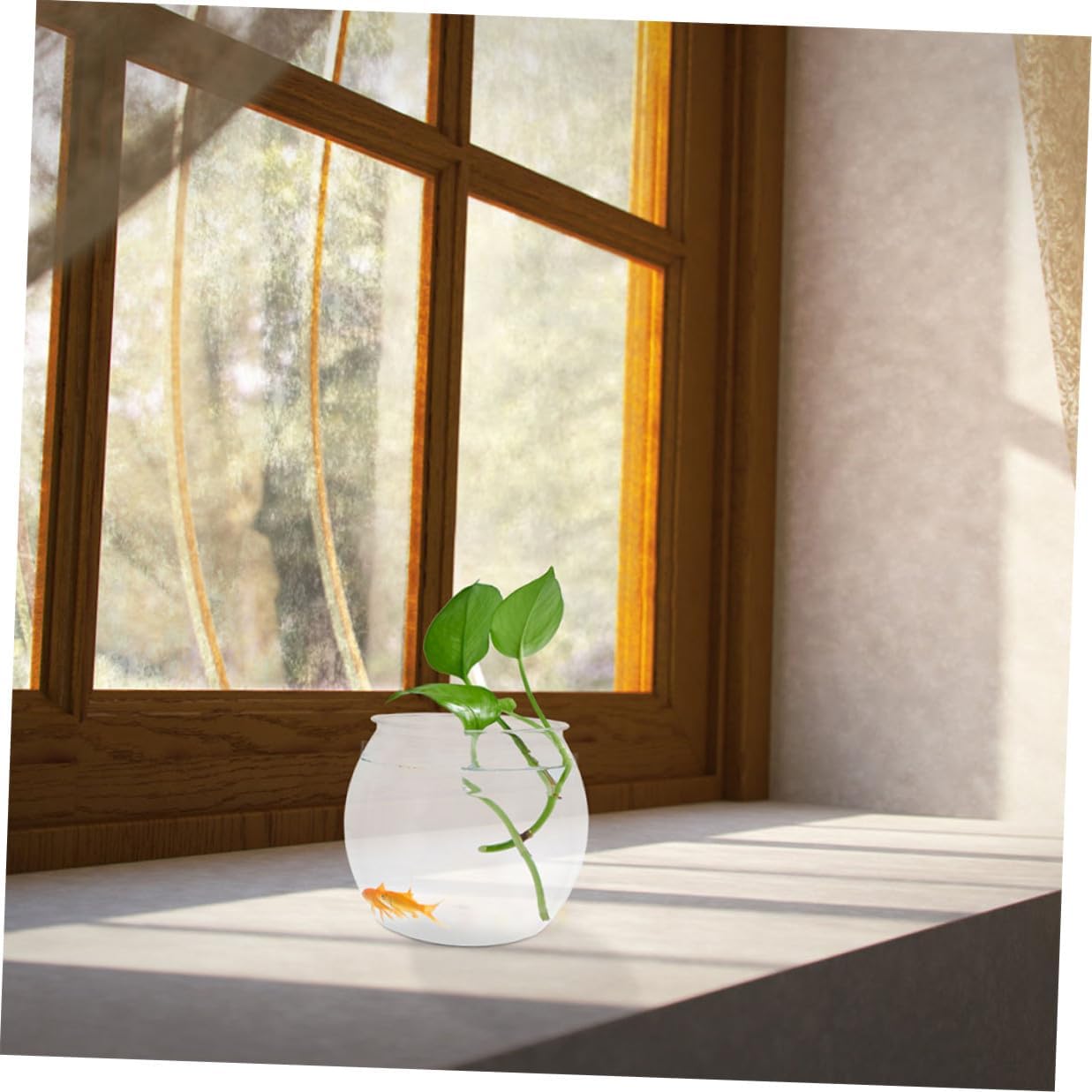 FRCOLOR Plastic Fish Bowl Betta Aquarium Micro Landscape Fish Tank Desktop Small Unbreakable Aquarium for Home and Office