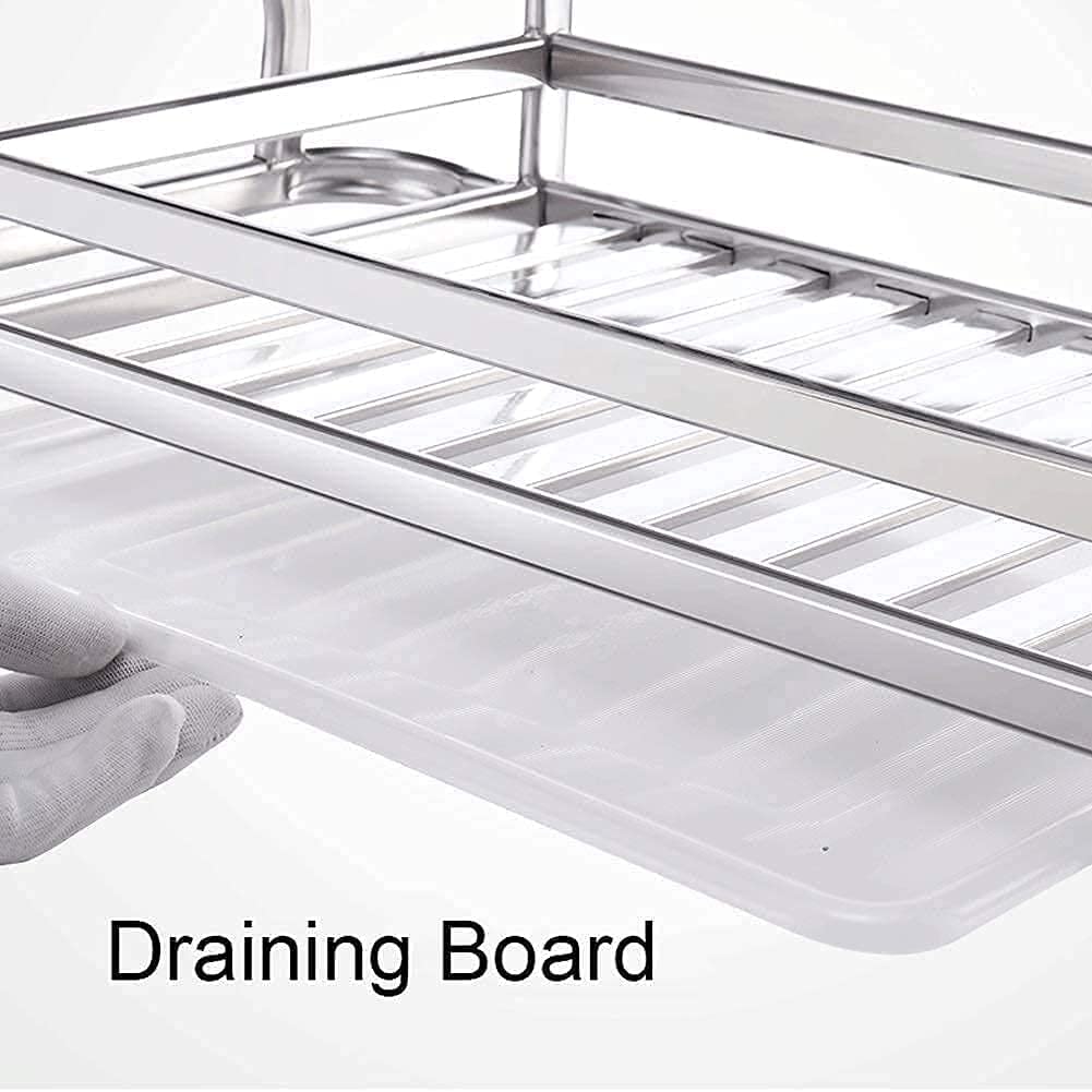 Escurreplatos Escurridor De Platos Acero Inoxidable, Cocina, Organizador con Soporte para Utensilios Organización Cocina(B)