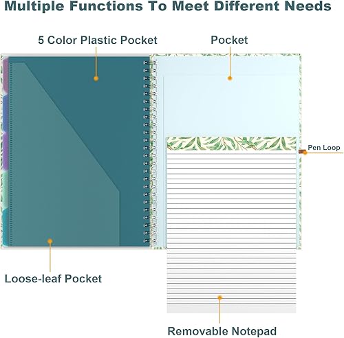 Miniatura 151 de Hongri Clipboard Folio with Refillable Lined Notepad, 8.5 x 11 Folders with Storage 10 Pockets, Spiral Portfolio, Size 12.8x 9.7 in, Office & School