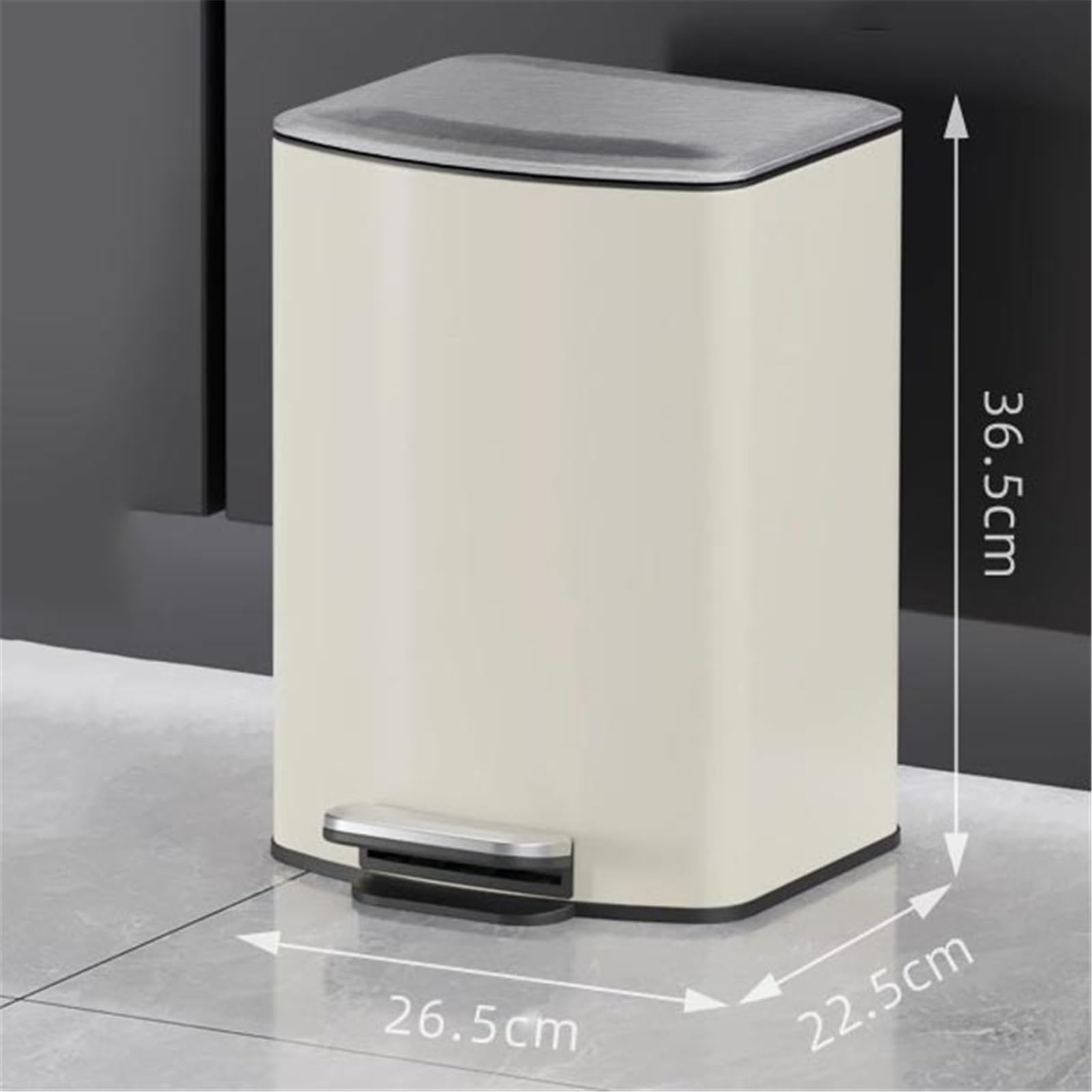 Badezimmer-Mülleimer Küchenabfalleimer, 18 l Edelstahl-Küchenabfalleimer mit Tretmechanismus, Deckel und Inneneimer, Soft-Close-Funktion