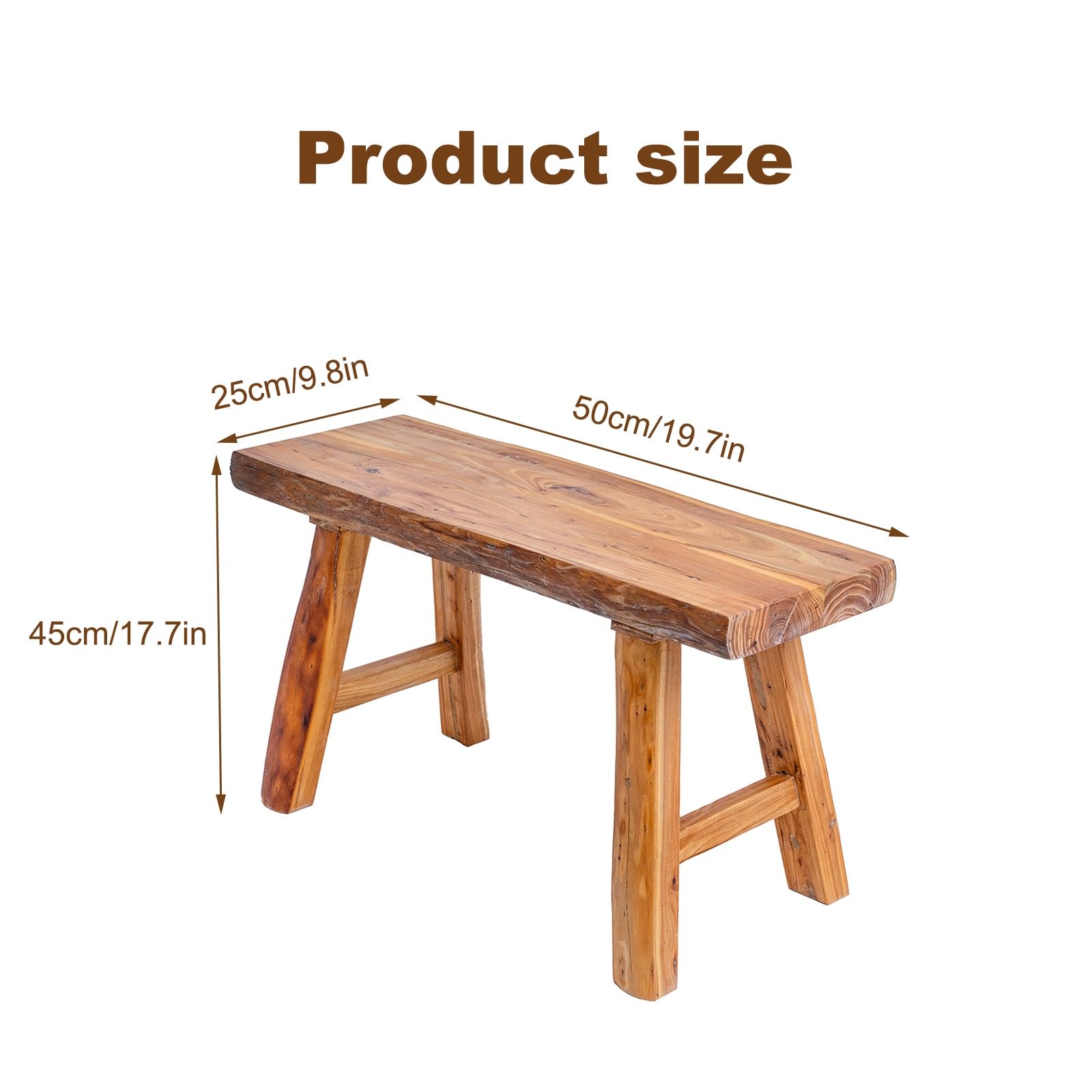Banco de entrada de cocina de madera natural asiática, Banco de comedor de madera para entrada de estilo rústico, fácil de montar para dormitorio, mesa de comedor, sala de estar, pasillo(50*25*45cm)