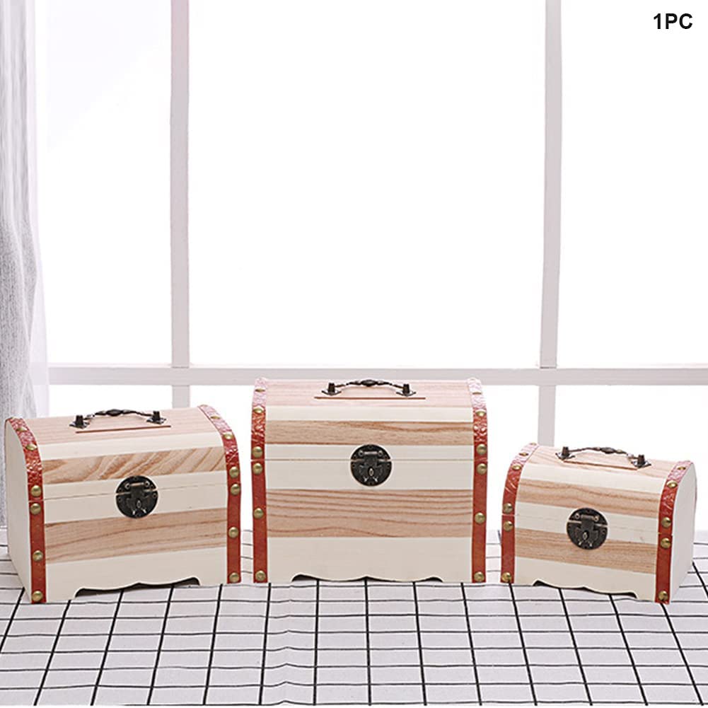 Mini Coffre Au Trésor En Bois Rétro – Tirelire Pirate Avec Serrure, Décoration Vintage & Rangement