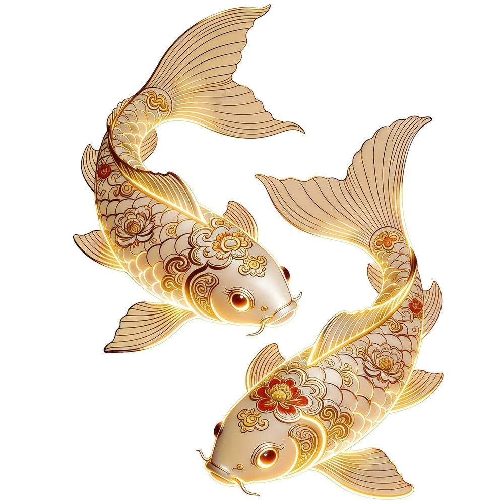 1pc Golden Koi Fish Waterproof Vinyl Stickers for Car Motorcycle Laptop Smooth Surfaces