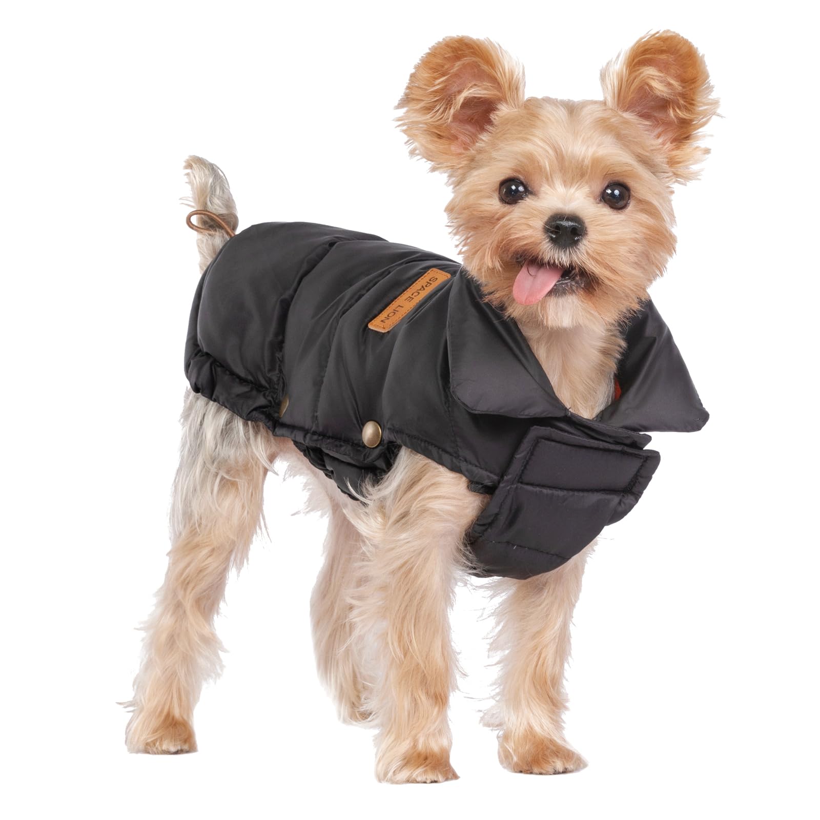Photo 1 of (Black, Size8/XS) SPACE LION Dog Puffer Jacket, Down Winter Coat, Durable Outdoor Coat for Cold and Windy Conditions, Lightweight & Adjustable Fit Coats for Small Dogs,