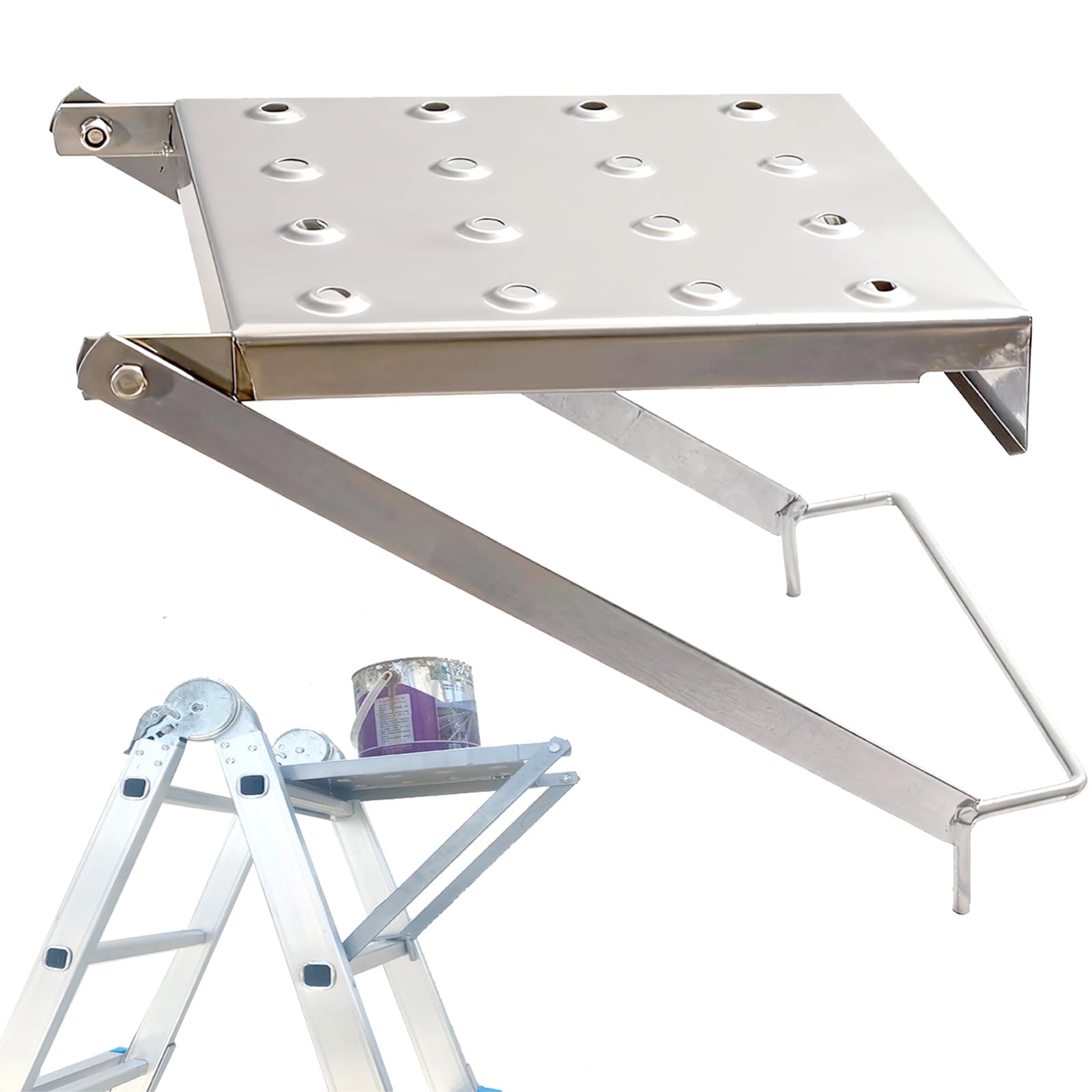 Piattaforma A Gradini Per Scale, Piattaforma Lavoro Per Scale Gradino Clip In Acciaio Inox Robusta Lavoro Per Il Fissaggio Scale Scale Pioli E Scale Prolunga Capacità Carico Massima 150Kg