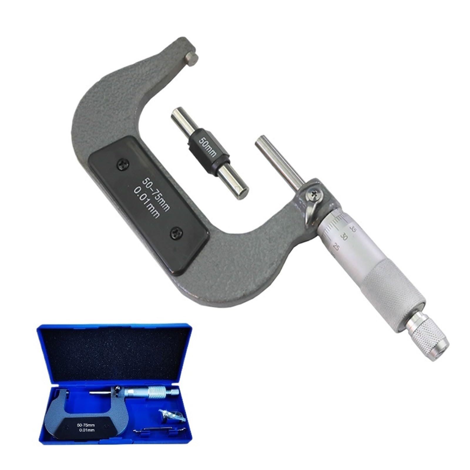 OGQNPJJCJ Tool Set 0-25/25-50/50-75/75-100mm 0.01mm Outside Spiral Micrometer – Vernier Caliper Tool(50-75mm)