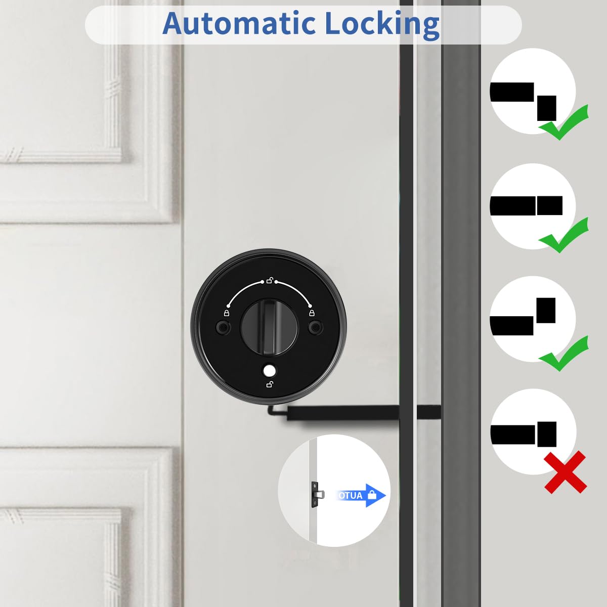 Serrure de porte d'entrée sans clé avec clavier, pêne dormant à clavier, déverrouillage automatique, verrouillage automatique, serrures intelligentes pour porte d'entrée, installation facile, serrure