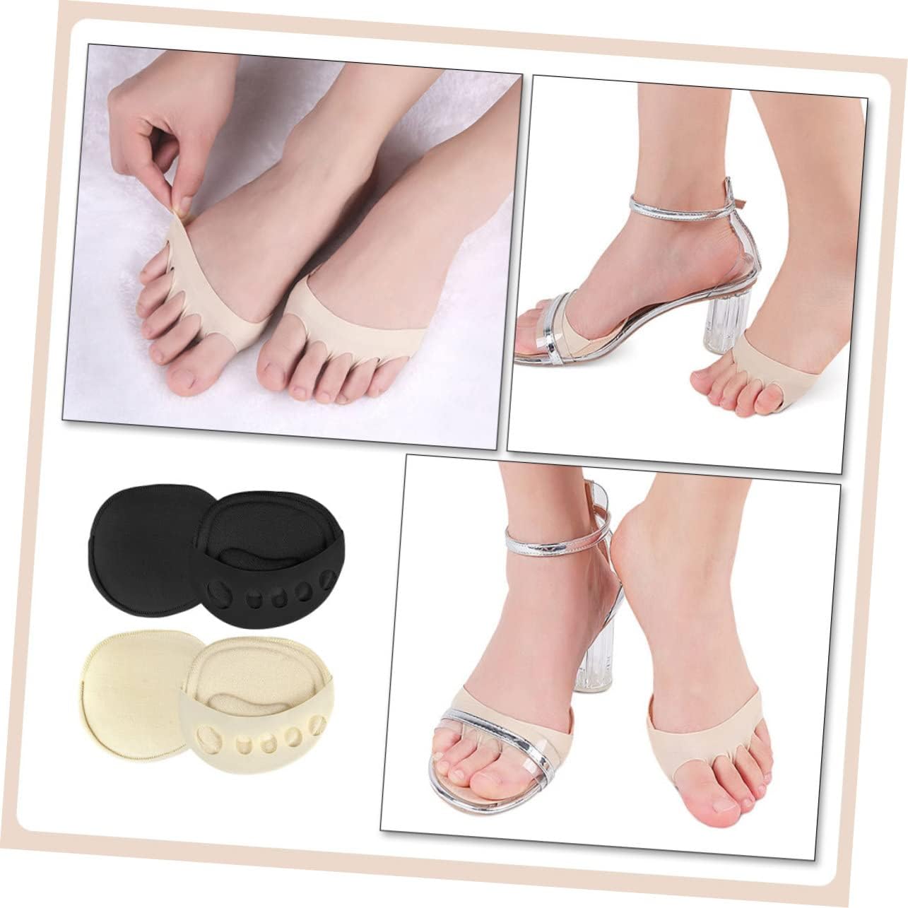 VALICLUD 5sets Women Half Invisible Socks Breathable Sweat Absorption Finger Socks for High Heels and Sandals Lightweight Comfortable Design Durable Wear Resistant Material 2pairs*5