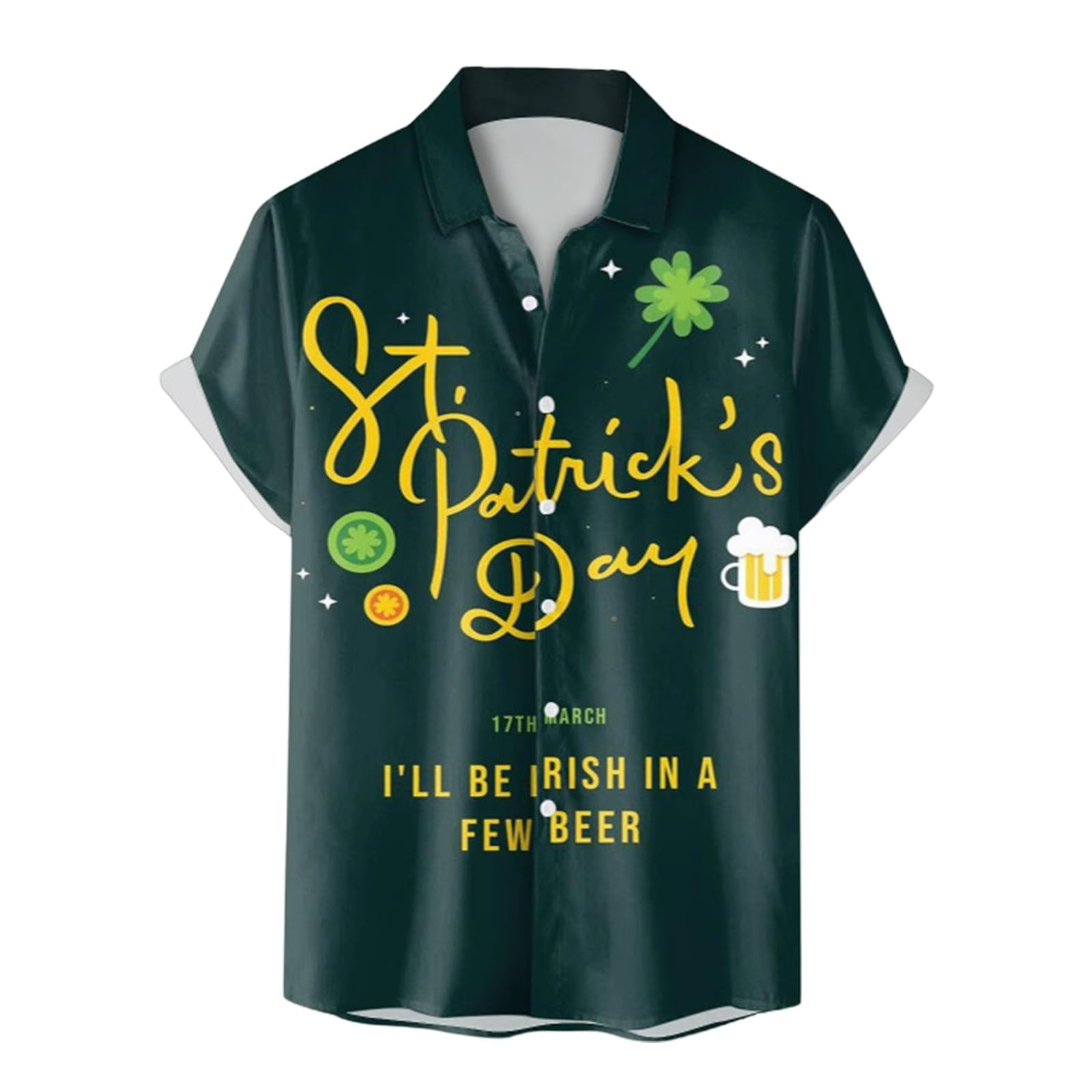 Hawaiian Shirt Saint Patrick's Day St Patricks Mens Loud Beer Stag Party S-XXL Irish Headband