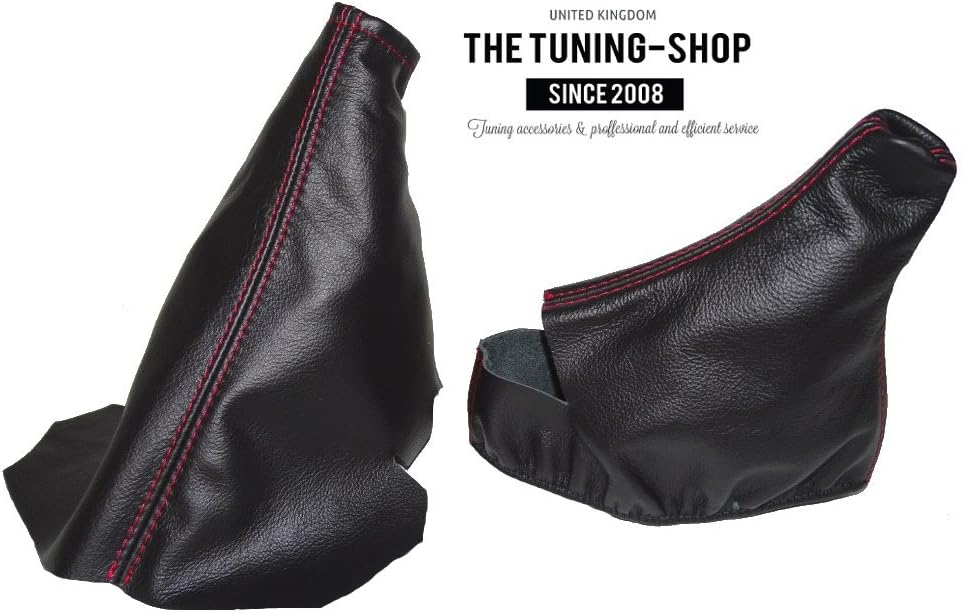 Ltd Compatible with Automatic Shift Boot & E Brake Boot for Chevrolet Corvette C5 1997-2004 Black Genuine Leather Red Stitching