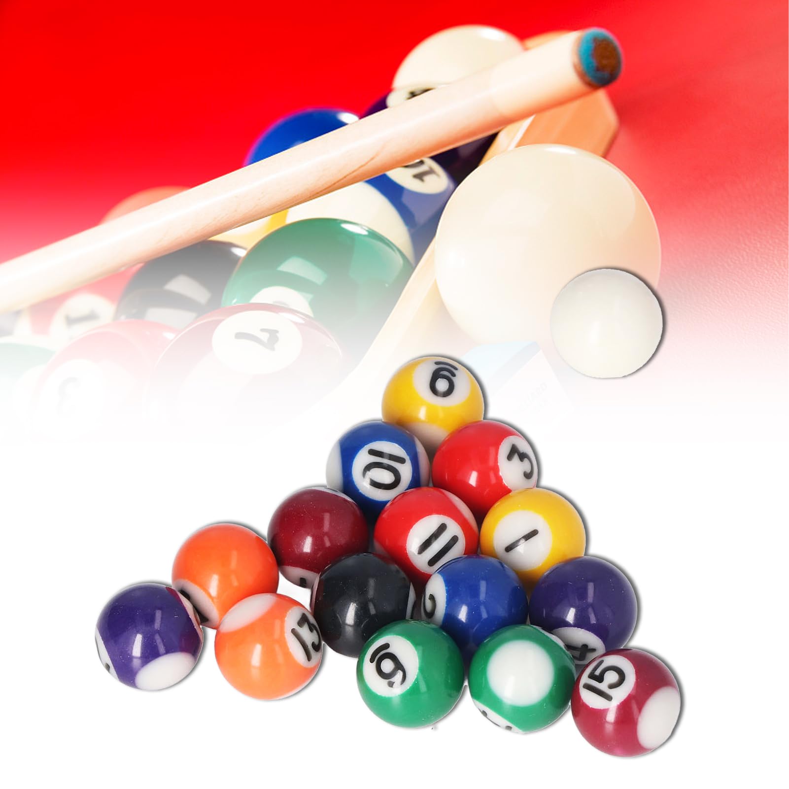 Set Mini Biliardo Americano con 16 Palline da 25mm in Resina per Tavolo da Gioco
