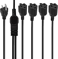 Vista 8 de Cable de enchufe divisor de alimentación, cable de alimentación de 3 clavijas de 1 a 4, cable de alimentación de 16 AWG a 18 AWG, cable adaptador