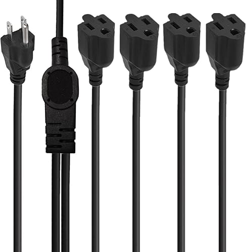 Miniatura 8 de Cable de enchufe divisor de alimentación, cable de alimentación de 3 clavijas de 1 a 4, cable de alimentación de 16 AWG a 18 AWG, cable adaptador de