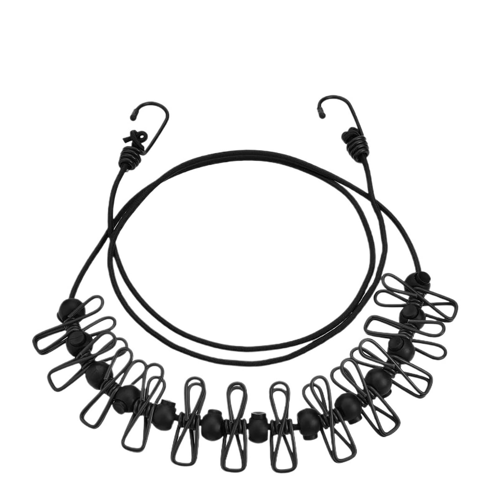 Laundry Drying Rope, Clothesline Outdoor Retractable Iron Wire Adjustable Camping Drying Line Multicolor 1.8m(Black)