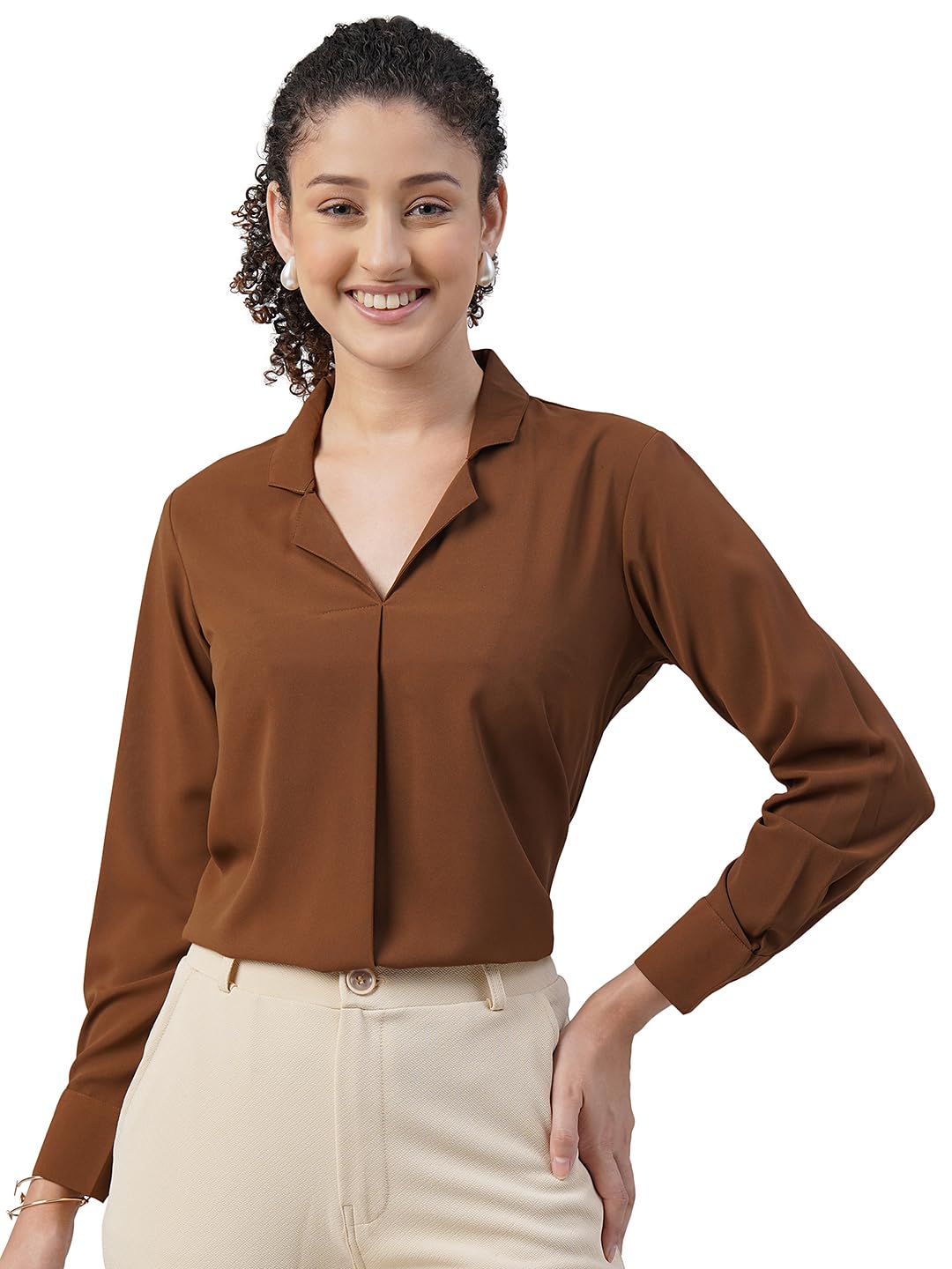 Women's Regular Fit Cotton Blend Shirts with Wingtip Collar-picture-38