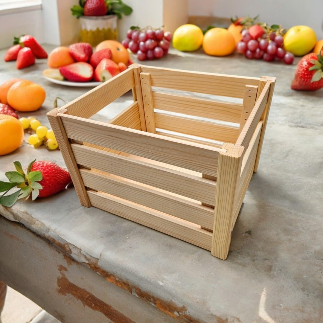 Teramico Scatole in legno vintage 40 x 30 x 25 cm fiammate set