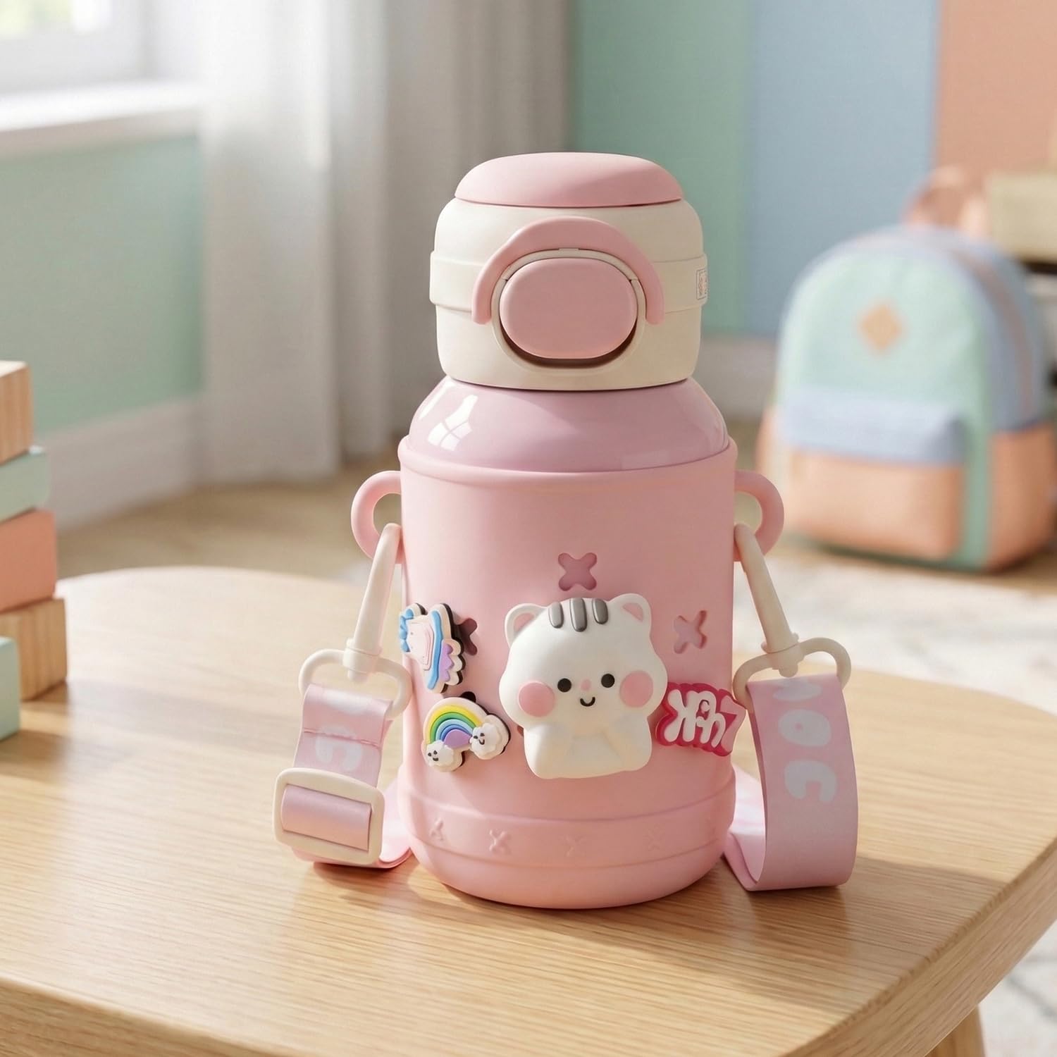 Mee Mee Kiddo Tumbler Kids Insulated Water Bottle 550ml | SUS316L Stainless Steel | 3-in-1 Straw, Sip & Cup | Leakproof, BPA-Free | 24H Cold & 12H Hot | School Bottle with Strap-image-31