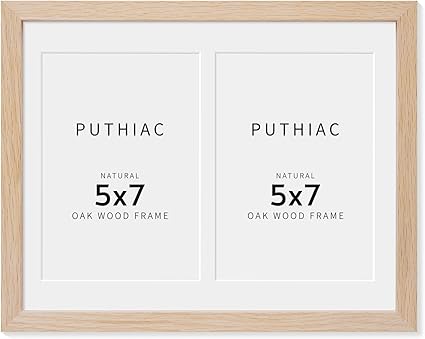 8.5x11 Oak Wood Picture Frame - Minimalist 8.5x11 Picture Frame with Mat Display 2Pcs 5x7 Photos, 5x7 Picture Frames Wood, Natural Solid Wooden Picture Frames(1 Pack, Beige)