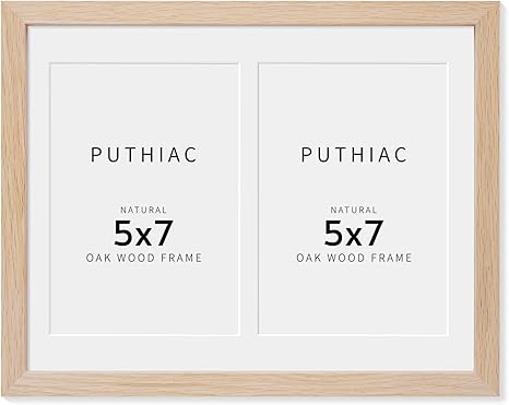 8.5x11 Oak Wood Picture Frame - Minimalist 8.5x11 Picture Frame with Mat Display 2Pcs 5x7 Photos, 5x7 Picture Frames Wood, Natural Solid Wooden Picture Frames(1 Pack, Beige)