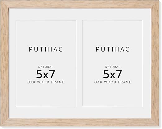 8.5x11 Oak Wood Picture Frame - Minimalist 8.5x11 Picture Frame with Mat Display 2Pcs 5x7 Photos, 5x7 Picture Frames Wood, Natural Solid Wooden Picture Frames(1 Pack, Beige)