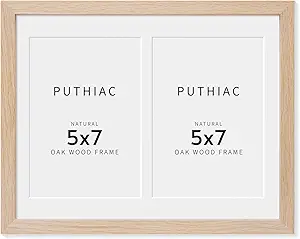 8.5x11 Oak Wood Picture Frame - Minimalist 8.5x11 Picture Frame with Mat Display 2Pcs 5x7 Photos, 5x7 Picture Frames Wood, Natural Solid Wooden Picture Frames(1 Pack, Beige)