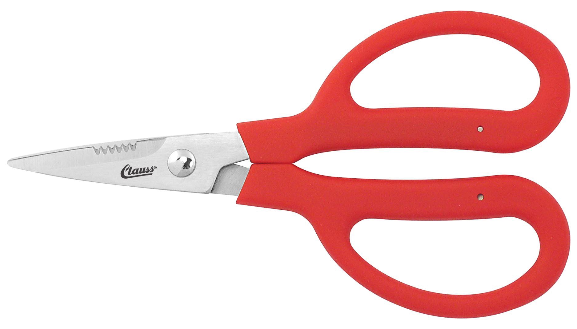 Clauss UltraFlex Handle Trimmers with Partial Serration, Red, 6