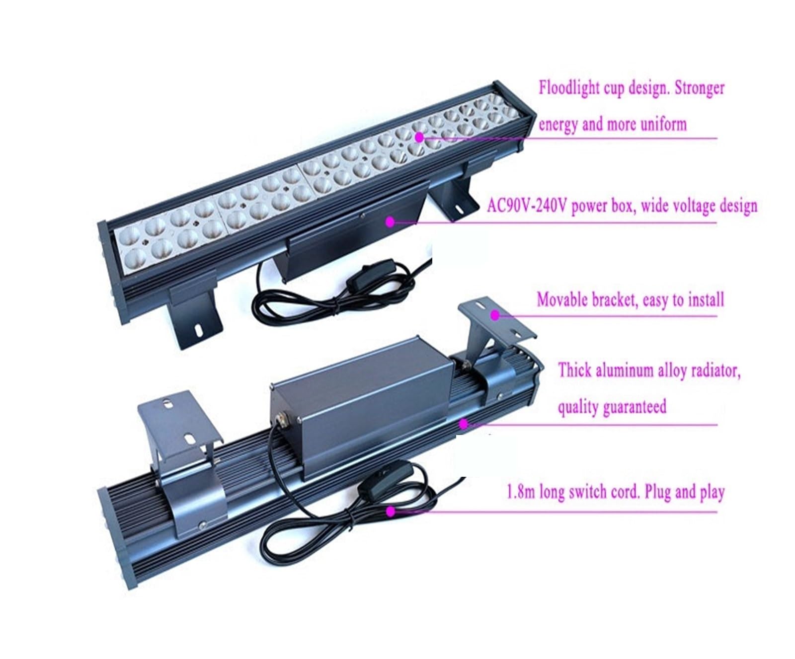 Lámpara de curado UV, Lámpara de curado UV doble, tira larga 72W, pegamento, tablero Flexible aceite verde, lámpara exposición, fuente luz fluorescente(365nm)