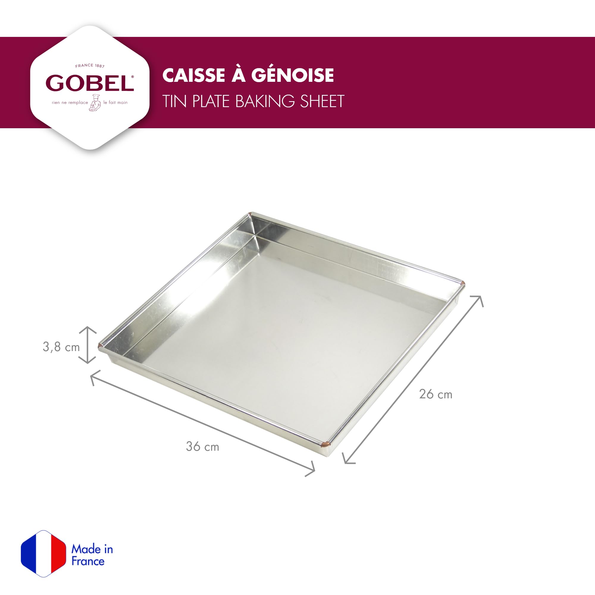 Gobel 125105 Caisse Génoise Bordé sur Fil Fer Blanc